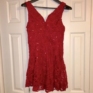 Misses Red Lace & sequenced Dress.